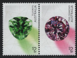 Australia 2017 MNH Sc 4601a $2 Fluorite, Pink Diamond Gems Pair - Mint Stamps