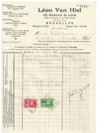 Facture 1929 Bruxelles Léon Van Hiel 4 Départements Grains, Sels, Sabots & Pantoufles TP Fiscaux - Petits Métiers