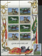 Uzbekiston:Usbekistan:Unused Sheet And Stamp Horses, 1999, MNH - Chevaux