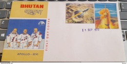 BHUTAN 1972 APOLLO XVI 3-D Stamps On Official 2v FDC, As Per Scan - Asie