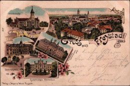 ! Alte Litho Ansichtskarte Gruss Aus Freystadt In Schlesien, Kirche, Krankenhaus, 1905 - Polen