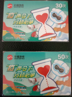 China Wuxi Metro One-way Card/one-way Ticket/subway Card,Fighting COVID-19 Memorial Card，2 Pcs - Monde