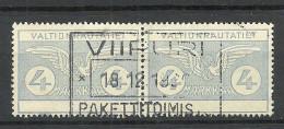 FINLAND FINNLAND 1930ies O Viipuri Railway Stamp 4 MK As Pair - Parcel Post