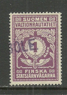 FINLAND FINNLAND 1919 O Bole Railway Stamp 1 Mk. - Paquetes Postales