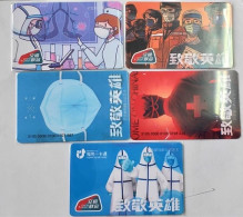 China Hainan Subway Card,Fighting COVID-19 Memorial Card，5 Pcs - Mondo