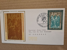 ANDORRE  LA VIEILLE FDC 1971 FRESQUES DE LA MAISON DES VALLEES PUB ARGININE VEYRON SIROP - Briefe U. Dokumente