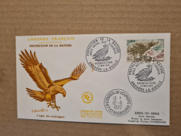 ANDORRE  LA VIEILLE FDC 1972 PROTECTION DE LA NATURE AIGLE DES MONTAGNES - Covers & Documents