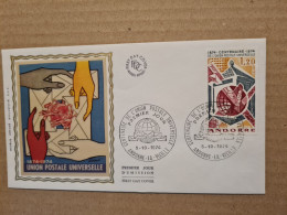 ANDORRE  LA VIEILLE FDC 1974 UNION POSTALE UNIVERSELLE - Storia Postale