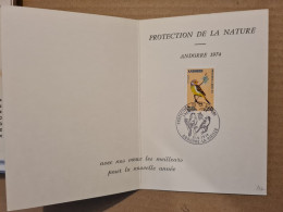 ANDORRE  LA VIEILLE FDC 1974 CARTE PROTECTION DE LA NATURE - Storia Postale