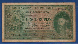 PORTUGUESE INDIA - P.35 (2) – 5 Rupees 1945  Circulated / F, Serie 717,844 - Other - Asia