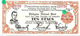 PHILIPPINES ILOILO Province ,  QUEZON 10 Pesos De 1942   # 317 A Pr. Neuf - Philippines