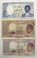 Gabon Collection - 1000 Francs 1986 P. 10a + 1000 Francs 1984 & Without Date P. 3c, 3d Obongo!! Very Rare & Intresting!! - Gabon