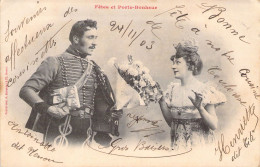 Un Couple En Costume Se Rejoint Avec Un Bouquet De Fleurs - Carte Postale Ancienne - Saint-Catherine's Day