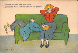 HUMOUR - Illustration - La Tête Sur Ses Genoux - Carte Postale Ancienne - Humor