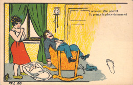 HUMOUR - Illustration - Le Poivrot Dans Le Couffin - Carte Postale Ancienne - Humor