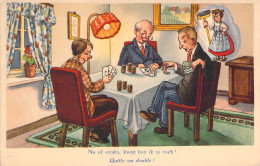 HUMOUR - Illustration - Quitte Ou Double - Poker - Carte Postale Ancienne - Humor