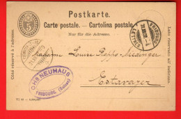 NBB-16  Carte Postale Ganzsache 5 Ct. Cachet Fribourg Et Estavayer-le-lac 1902, CHs NEUHAUS Fribourg - Entiers Postaux