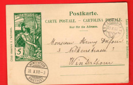 NBB-25 Entier Postal Ganzsache 5 Ct. UPU Journée Union Universelle Cachets Unterneuhaus (Wilchingen) Et Winterthur 1900 - Entiers Postaux