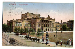 Allemagne--LEIPZIG --1924-- Neues Theater (petite Animation, Attelages )......colorisée......cachet - Leipzig