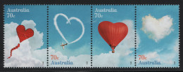 Australia 2015 MNH Sc 4249a 70c Heart-shaped Kite, Contrail, Balloon, Cloud Strip - Mint Stamps