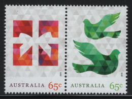 Australia 2015 MNH Sc 4385a 65c Present, Doves Christmas Pair - Mint Stamps