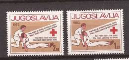 1983 X  79-80 JUGOSLAVIJA PAPER WHITE RED CROSS, URGENT HELP MNH - Bienfaisance