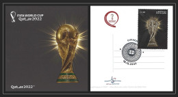 Argentina Messi Final Match Gold Trophy - Postcard Of Qatar 2022 FIFA World Cup Soccer Football With Stamp & FD Cancel - 2022 – Qatar