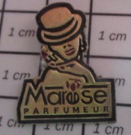 313B Pin's Pins / Beau Et Rare / PARFUMS / MAROSE PARFUMEUR FEMME A CHAPEAU - Parfums