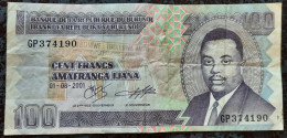 Billet - BURUNDI - 100 Francs - 01/08/2001 - N° GP 374190 - - Burundi