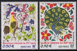 Joint Issue 2003 MNH 2v, France India, Birds, Paintings, Peacock - Peacocks