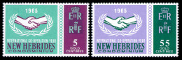 New Hebrides, Nouvelles Hebrides, 1965, International Cooperation Year, United Nations, MNH, Michel 220-221 - Nuevos