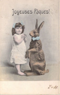 Pâques - Enfant Et Lapin - Illustration Non Signée - Carte Postale Ancienne - Easter