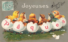 Joyeuses Pâques * Cpa Illustrateur * Poussins Dans Coquilles D'oeufs * Gaufrée Embossed - Pâques