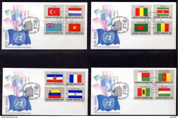 ONU 1980 Série Drapeaux Sur 4 Enveloppes Cachet FDC + Cachet Illustré Strasbourg Des 8.9-11-80 - Storia Postale