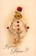 Pâques - Poussin Déguisé En Clown Blanc - Illustration Non Signée - Carte Postale Ancienne - Pascua