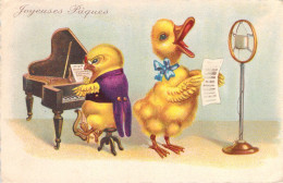 Pâques - Poussin Et Caneton En Concert - Illustration Non Signée - Carte Postale Ancienne - Easter