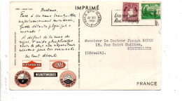 IRLANDE AFFRANCHISSEMENT COMPOSE SUR CARTE DE LABORATOIRE POUR LA FRANCE 1951 - Storia Postale