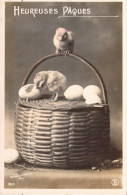 Pâques - Poussins Sortis D'un Panier En Osier - Carte Postale Ancienne - Pascua