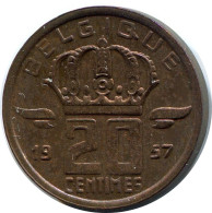 20 CENTIMES 1957 FRENCH Text BELGIQUE BELGIUM Pièce #BA399.F - 25 Centimes