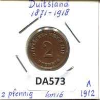 2 PFENNIG 1912 A ALLEMAGNE Pièce GERMANY #DA573.2.F - 2 Pfennig