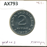 2 RUPIAH 1970 INDONÉSIE INDONESIA Pièce #AX793.F - Indonésie