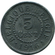 5 CENTIMES 1916 DUTCH Text BELGIUM Coin #BA416.U - 5 Cent