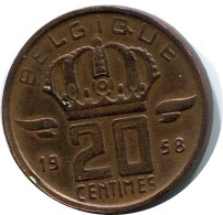 20 CENTIMES 1958 FRENCH Text BELGIUM Coin #BA398.U - 25 Centimes