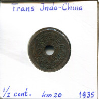 1/2 CENT 1935 FRENCH INDOCHINA Colonial Coin #AM472 - Indochina Francesa