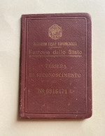 TESSERA DI RICONOSCIMENTO FERROVIE DELLO STATO - Membership Cards