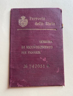 TESSERA DI RICONOSCIMENTO PER FAMIGLIE  FERROVIE DELLO STATO - Mitgliedskarten