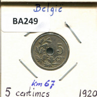 5 CENTIMES 1920 DUTCH Text BELGIUM Coin #BA249.U - 5 Cent