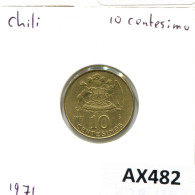 10 CENTESIMOS 1971 CHILE Coin #AX482.U - Chili