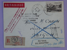 BR5 FRANCE INDOCHINE   BELLE  LETTRE  1950 PARIS  A  SAIGON VIETNAM REDISTR.  +AFF. PLAISANT+ - Airmail