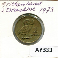 2 DRACHMES 1973 GREECE Coin #AY333.U - Grèce